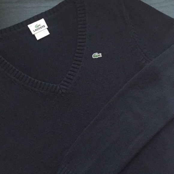 Black Lacoste V-Neck Pullover Sweater | Size 42 - Picture 2 of 8